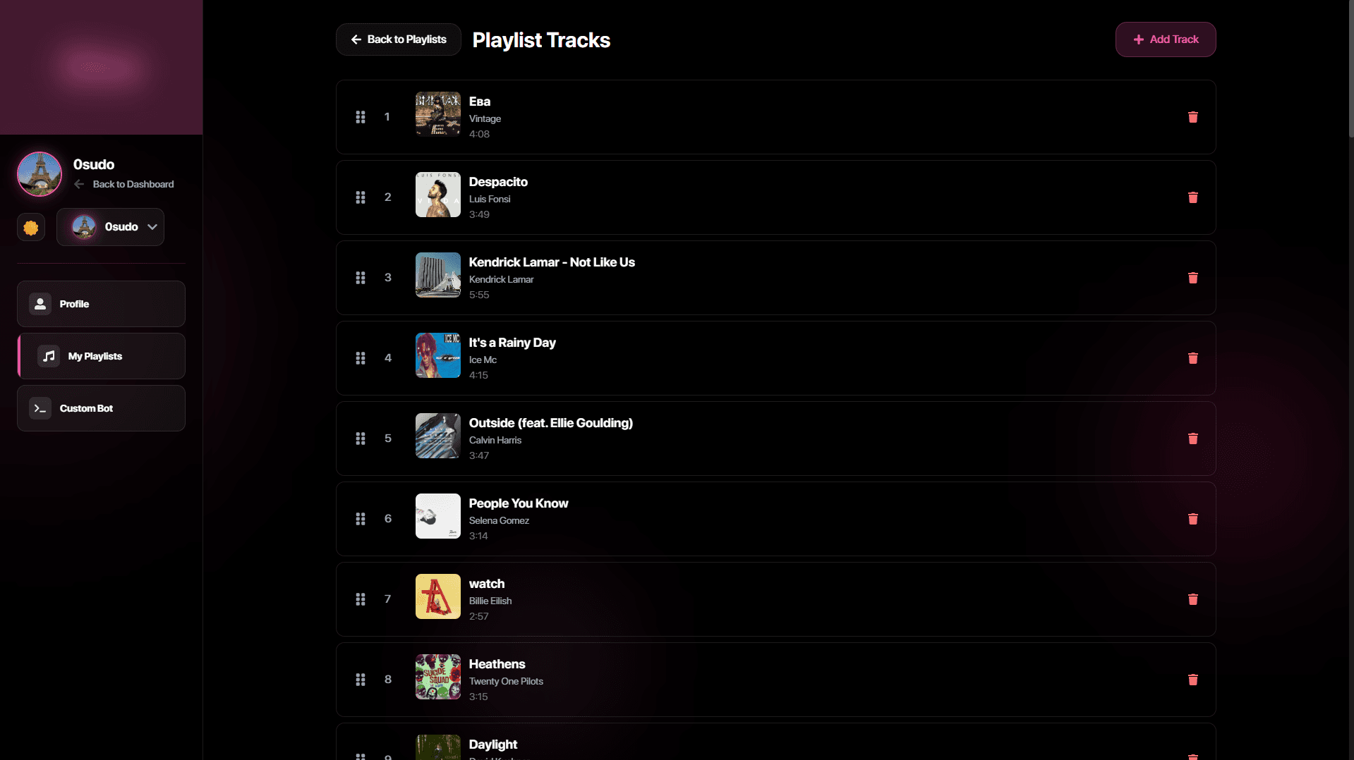 Playlist tracks